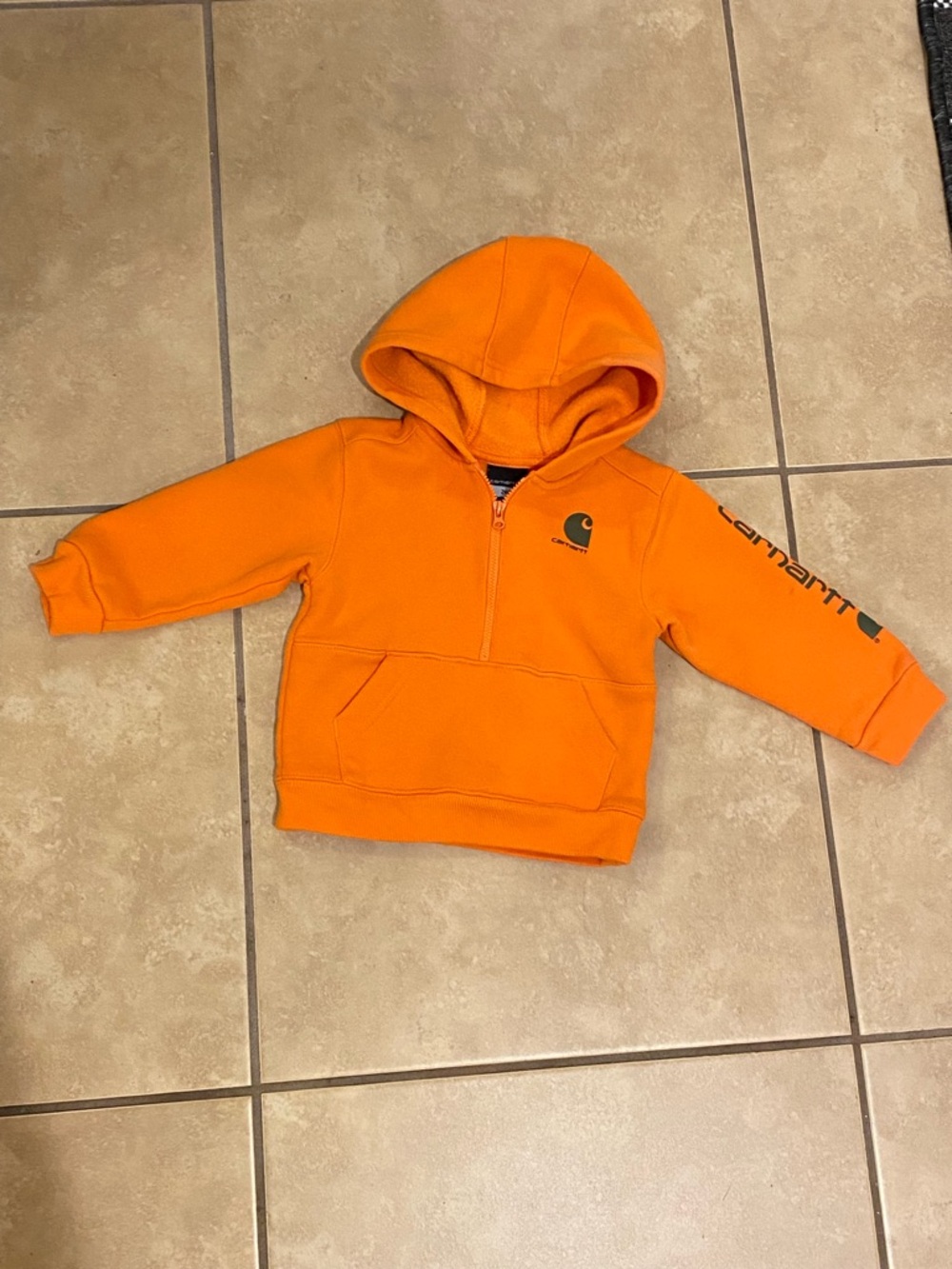 Carhartt Orange Hoodie Pullover Sweatshirt Size 24 months
